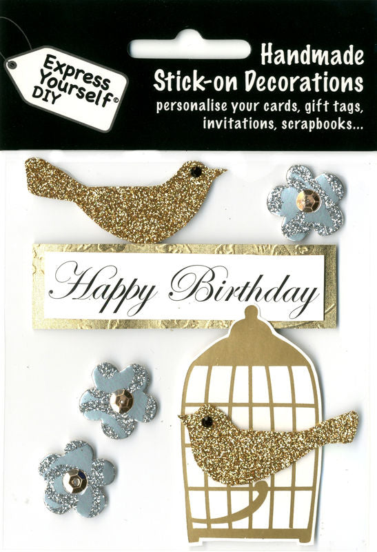 TOPPER- GOLD BIRD & BIRDCAGE