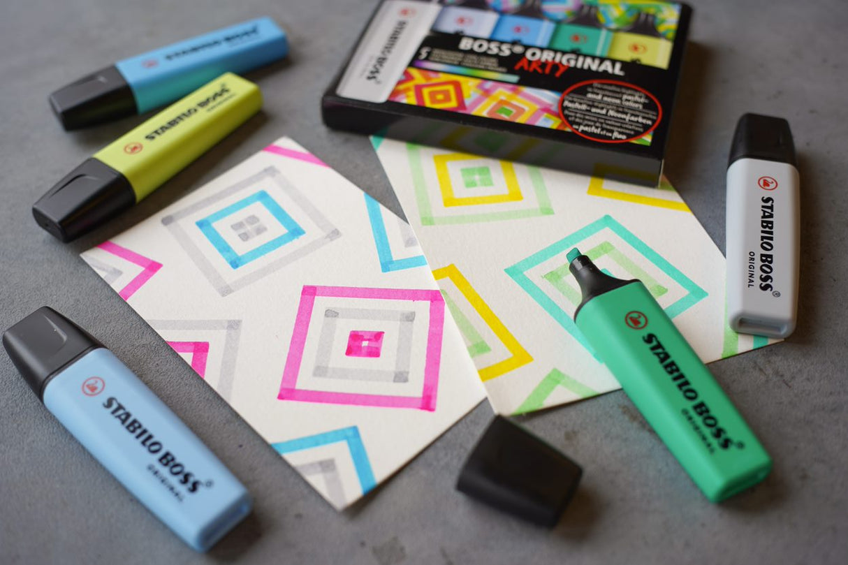 Highlighter - STABILO BOSS ORIGINAL ARTY - Wallet of 5 - Cool Colours