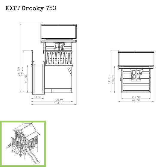 EXIT Crooky 750 Wooden Playhouse - Grey/Beige