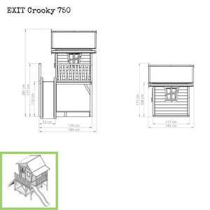 EXIT Crooky 750 Wooden Playhouse - Grey/Beige