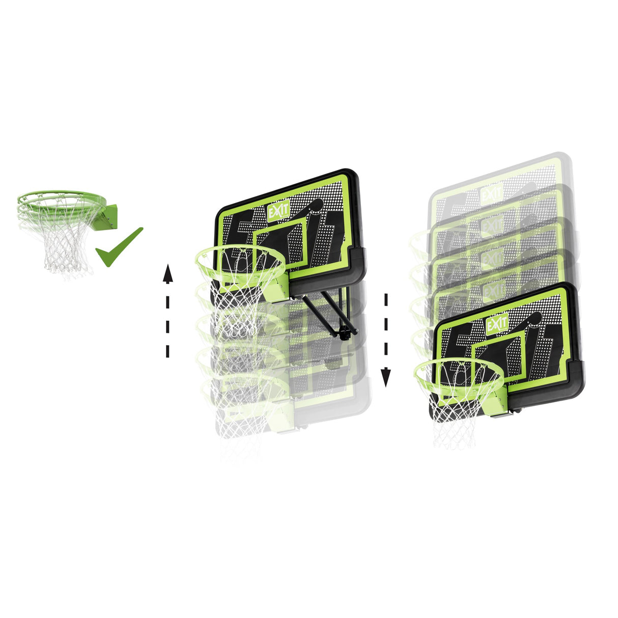 EXIT Galaxy wall-mounted basketball backboard with dunk hoop - black edition