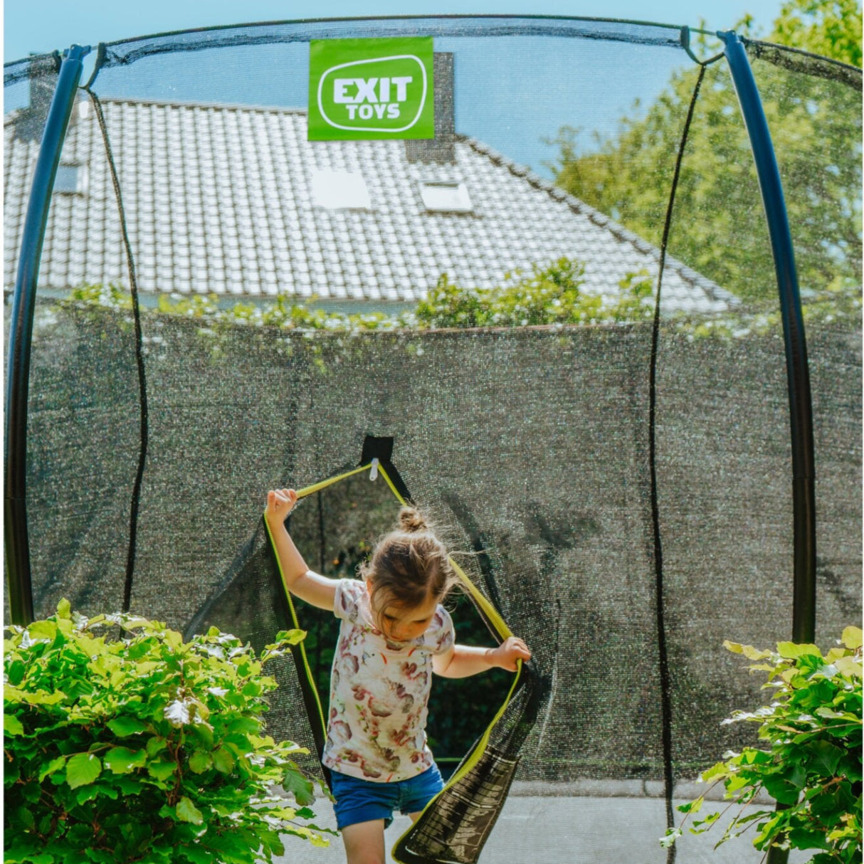 EXIT Silhouette ground trampoline 14ft with safety net - black