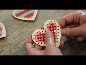 Heart Wooden Cross Stitch Keyring Kits (Pack of 5)