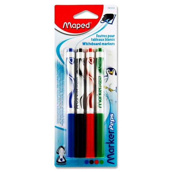 Maped 4 Marker peps Whiteboard Markers - Asst