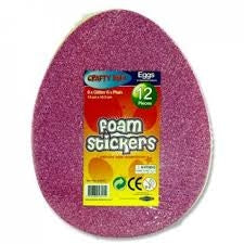 CRAFTY 12 GLITTER & PLAIN FOAM STKRS-EGG*CLRNC