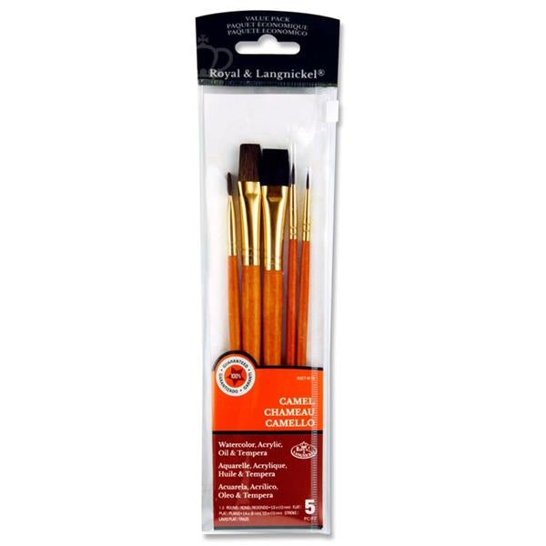 5pce Brush Set In Wallet - Camel