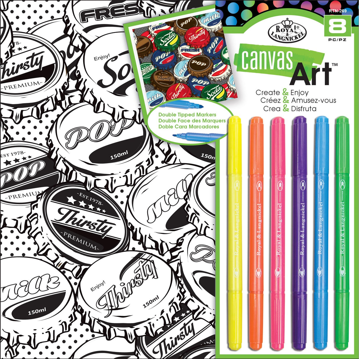 Bottle Caps Canvas Art With Markers