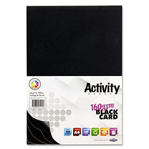 A4 160gsm Black Card Paper 40 Sheets