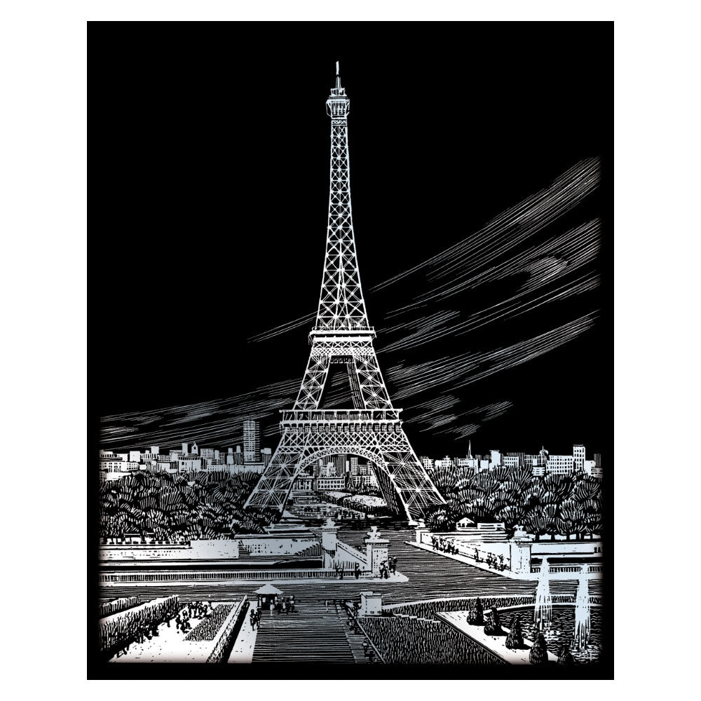 Engraving Art Silver Foil Set - Eiffel Tower