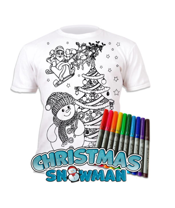 Splat Planet PYO T-Shirt: Snowman (Size 7-8 Years)