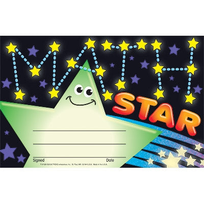 Recognition Certificates - Maths Star (30 Pack)