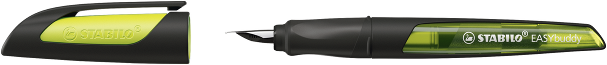 Ergonomic School Fountain Pen - STABILO EASYbuddy - M Nib - Black/Lime