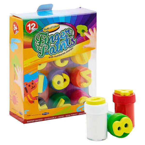 Woc 12x10ml Finger Paints With Numbered Stamps