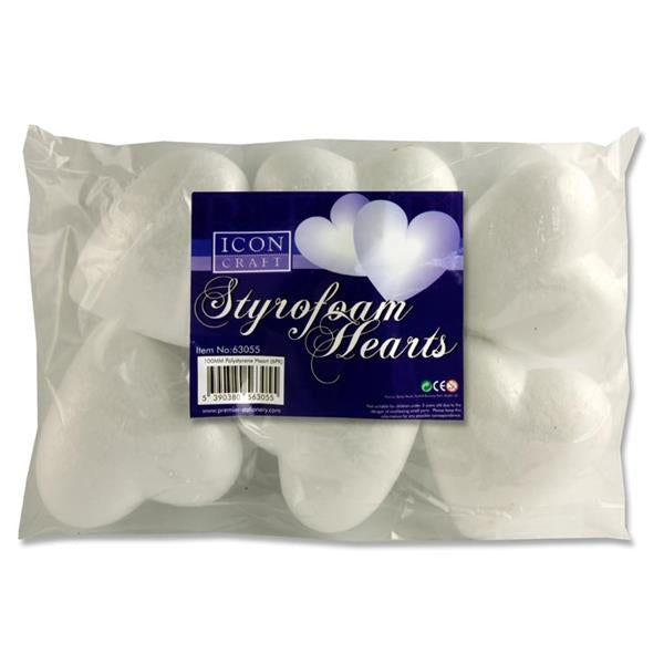 Styrofoam Hearts 100mm (Pack of 6)