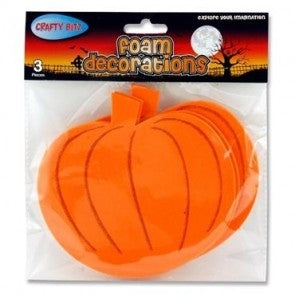 CRAFTY BITZ PKT.3 FOAM DECORATIONS -PUMPKIN