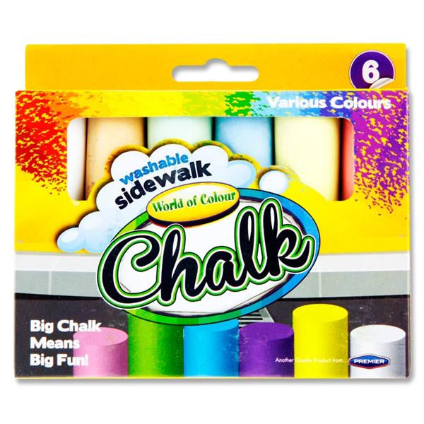 Woc 6 Jumbo Sidewalk Chalk - Coloured