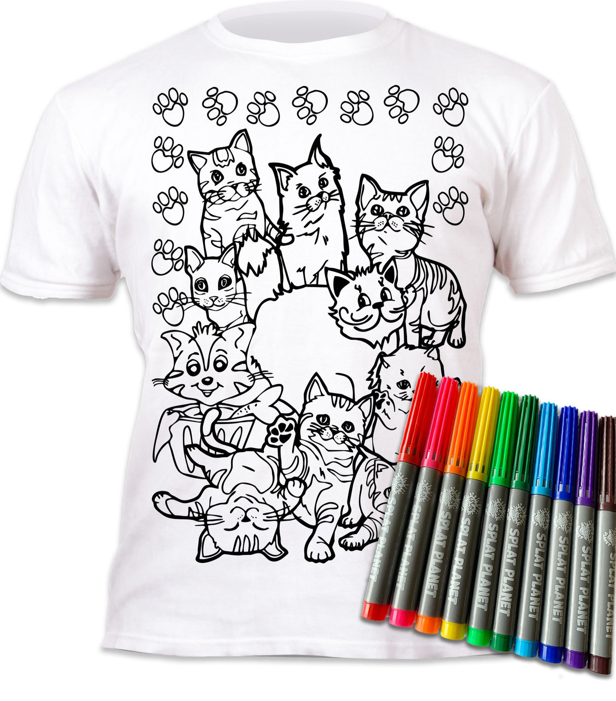 Splat Planet PYO T-Shirt: Cat (Size 7-8 Years)