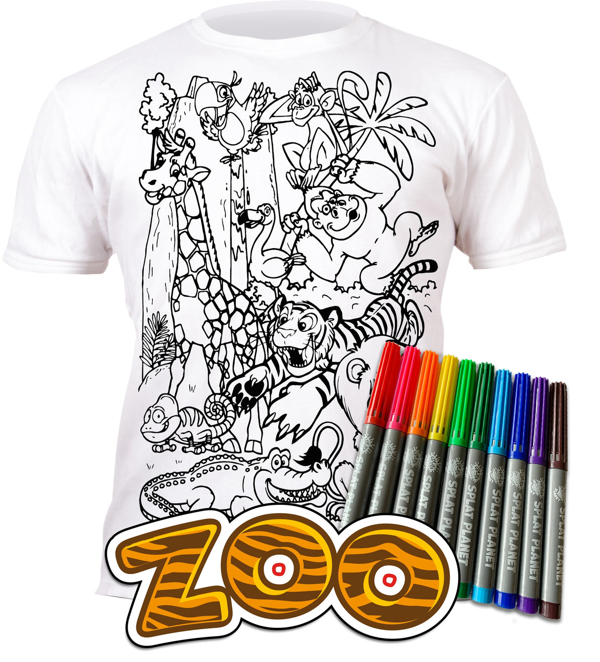 Splat Planet PYO T-Shirt: Zoo (Size 7-8 Years) Years)