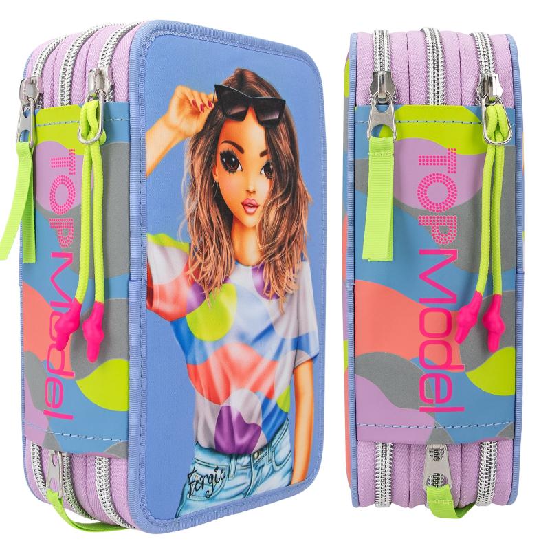 TOPModel Triple Compartment Filled Pencil Case