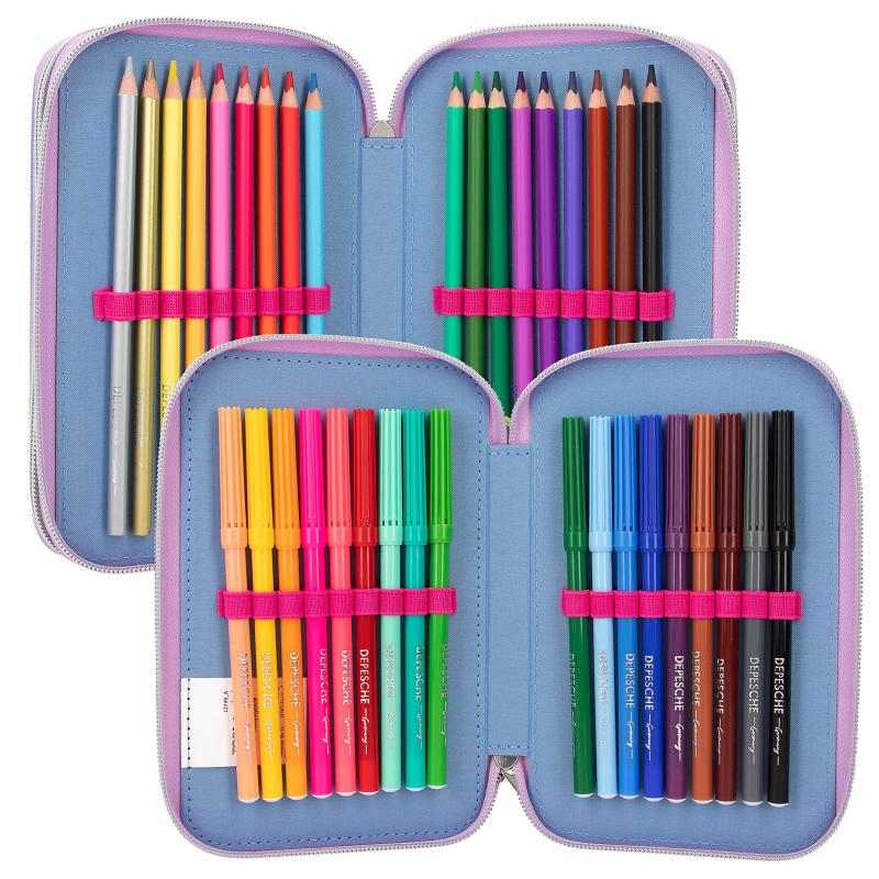 TOPModel Triple Compartment Filled Pencil Case