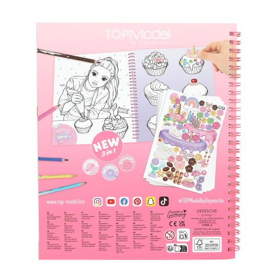 TOPModel Colouring Book With Sequins - Cake & Bake