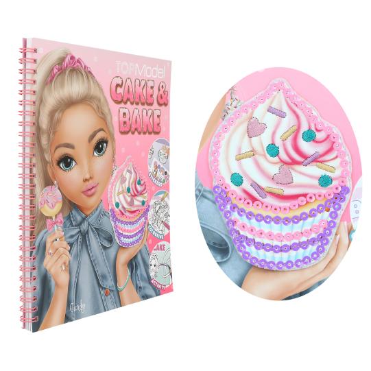 TOPModel Colouring Book With Sequins - Cake & Bake