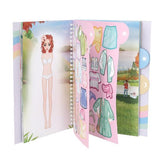 Children's activity book with a dress-up doll and clothes on a white background