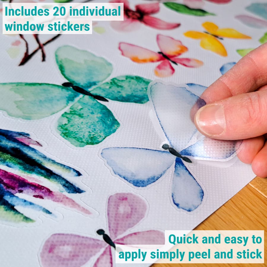 Window Sticker Pack - Hummingbird and Butterflies 