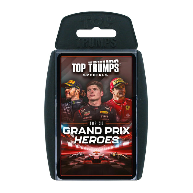 Top Trumps Specials card game packaging featuring Grand Prix Heroes on a white background