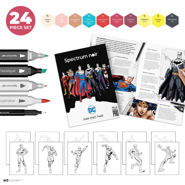 Spectrum Noir Fan-Art Like a Pro 24 Art Markers Kit - The Flash