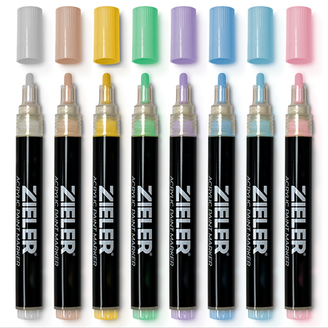 Zieler Acrylic Paint Markers Medium Tip -  Pastel (8 Pack)