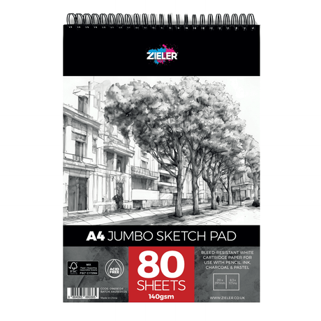 Zieler Jumbo Sketch Spiral Pad A4 (80 Sheets)