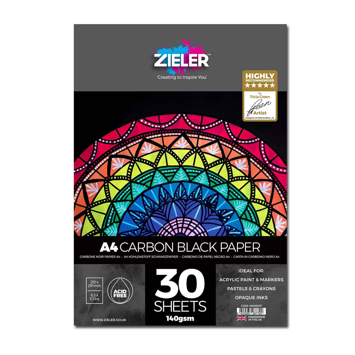 Zieler Coloured Acrylic Paint Markers Starter Set with A4 Black Pad