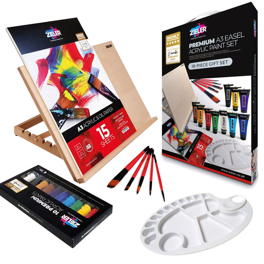 A3 Easel - Acrylic Paint - A3 pad and Brush Set