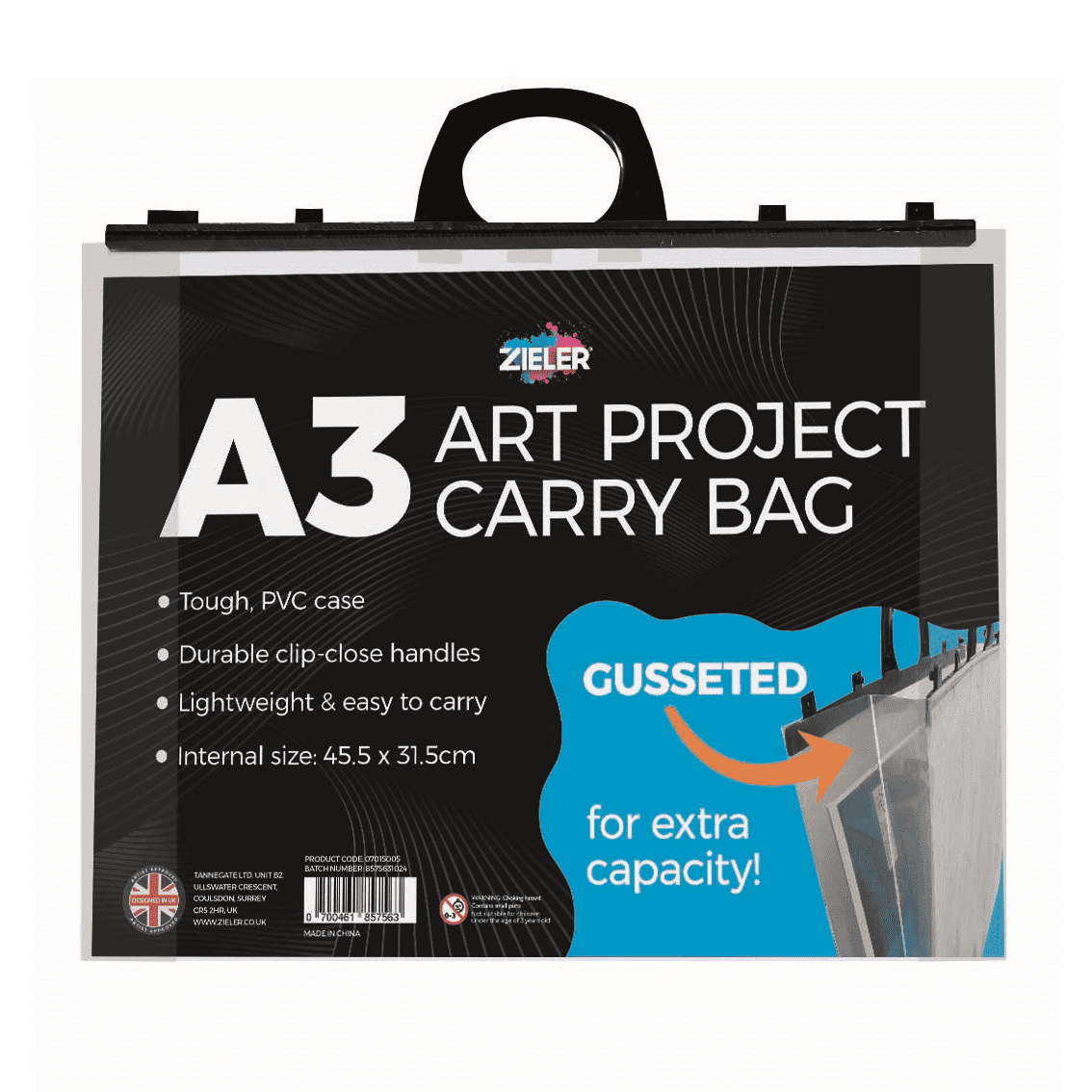Zieler A3 Clear Art Project Carry Bag