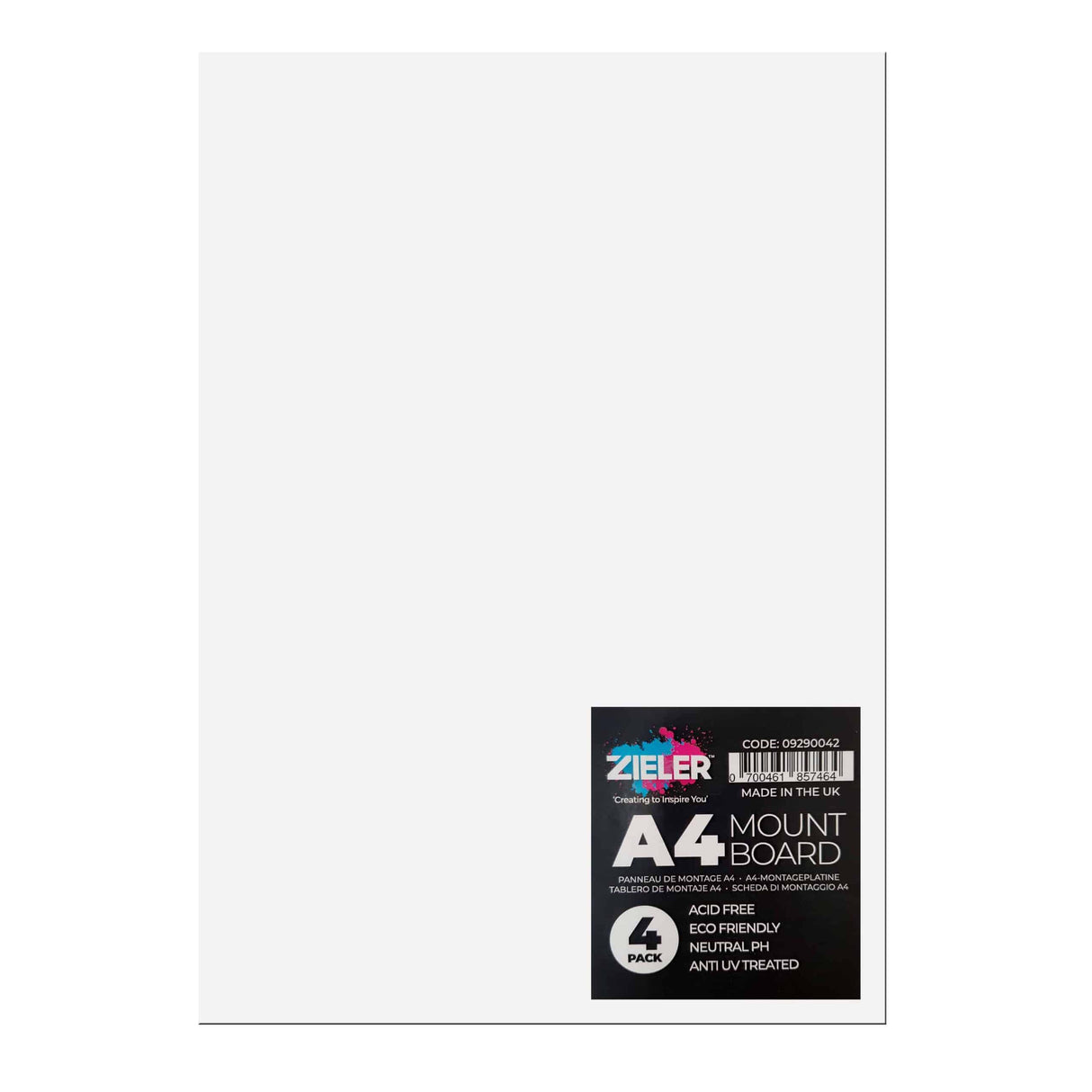 Zieler Mountboard - A4 White (4 Sheets)