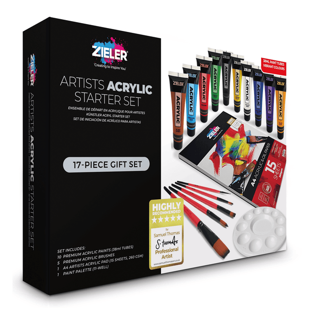 Zieler Acrylic Paint Starter Set - 17 Piece Gift Set