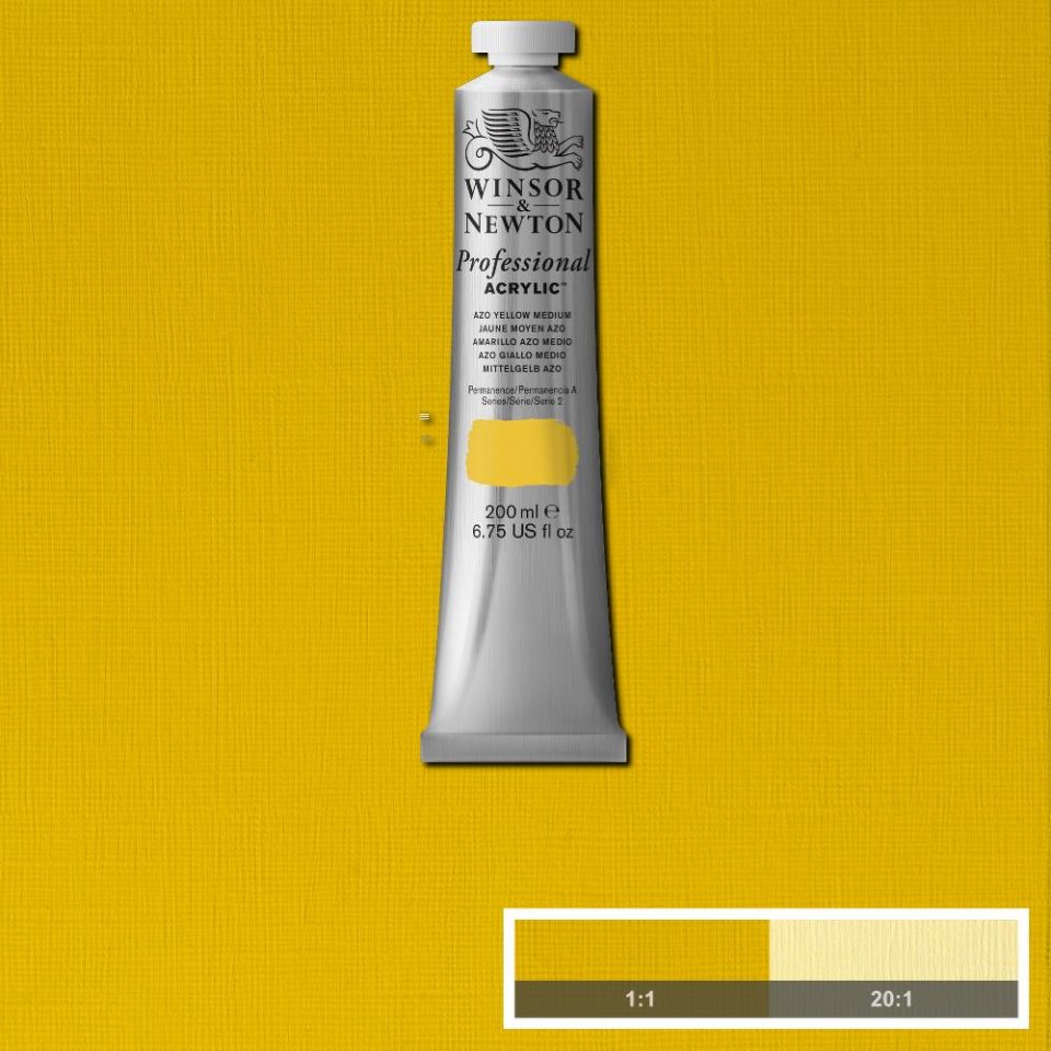 200ml Azo Yellow Medium - Professional Acrylic
