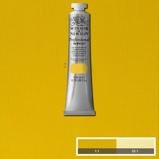 200ml Azo Yellow Medium - Professional Acrylic