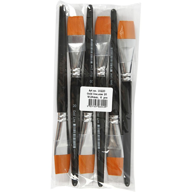 Gold Line Nylon Brushes No.20 21cm Flat (6 Pack)