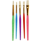 Kids Paint Brushes - Flat & Round (5 Pack)