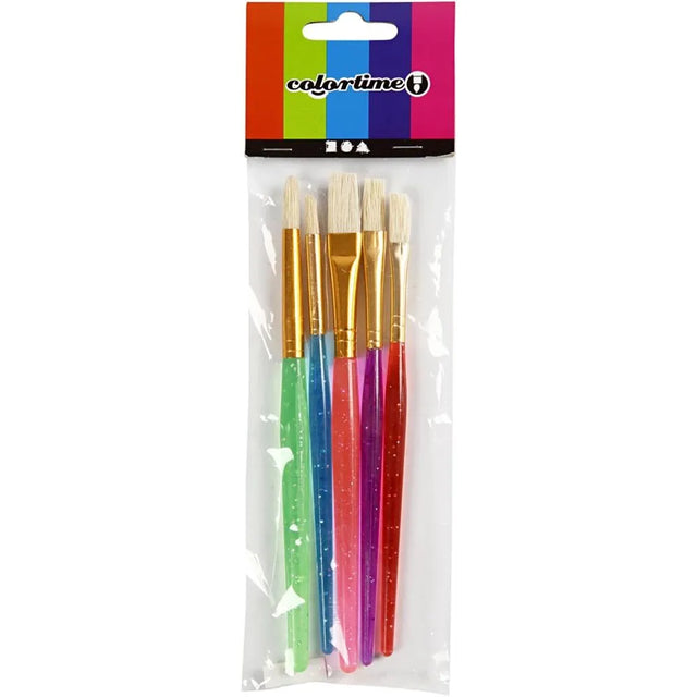 Kids Paint Brushes - Flat & Round (5 Pack)