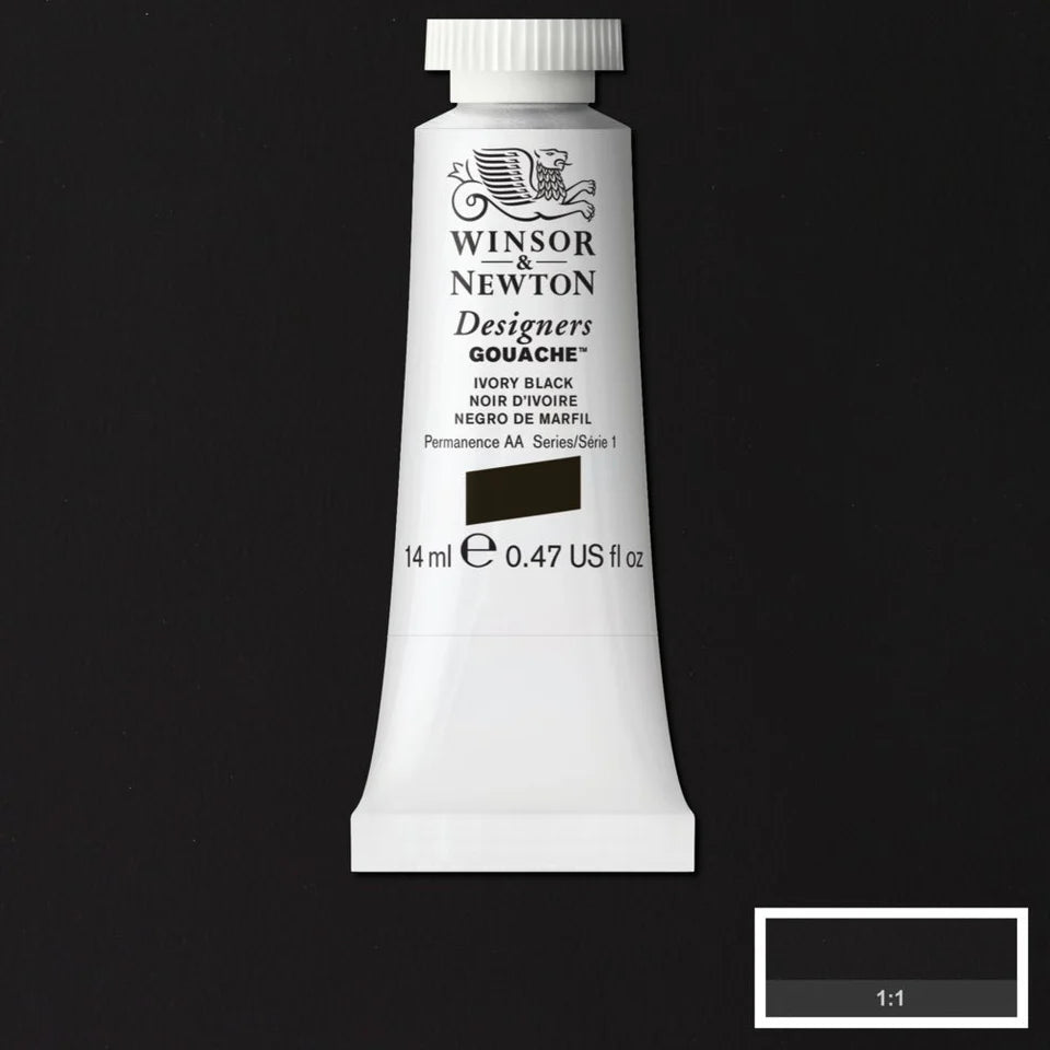 Winsor & Newton Designer Gouache 14ml - Ivory Black
