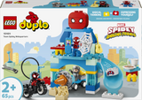 LEGO Duplo Spider-Man set packaging with Spider-Man figure and cityscape background