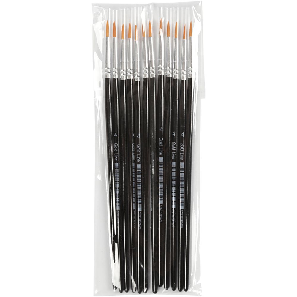 Gold Line Nylon Brushes Round No. 4 3mm (12 Pack)