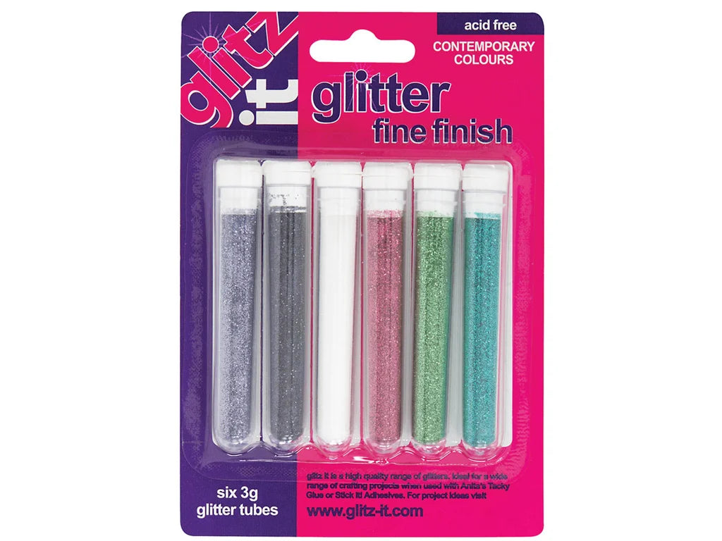 Glitz Glitter Tubes Fine 3g - Contemporary (6 Pack)