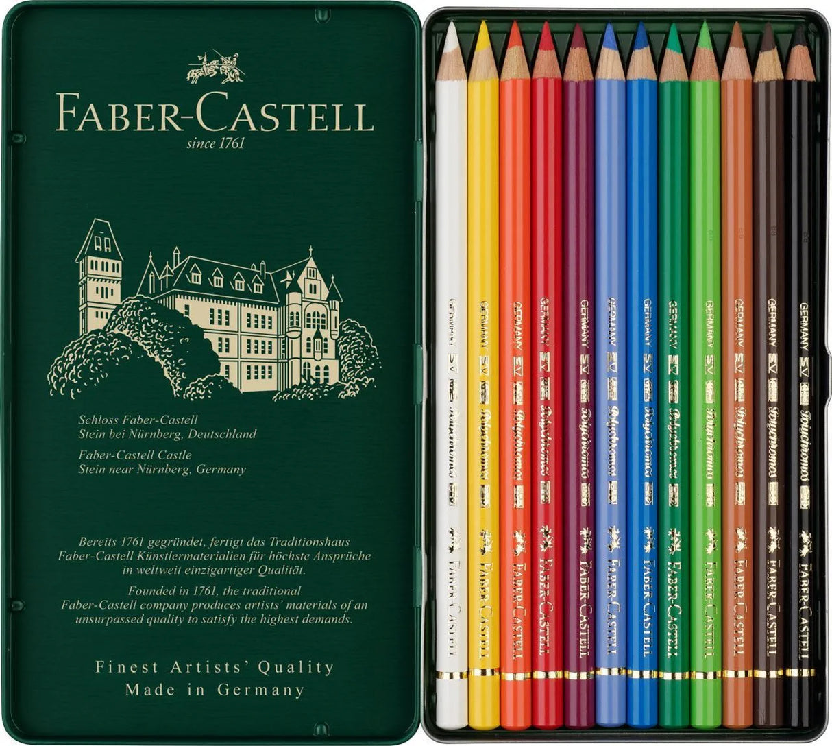 Faber-Castell Polychromos Colour Pencils (Tin of 12)