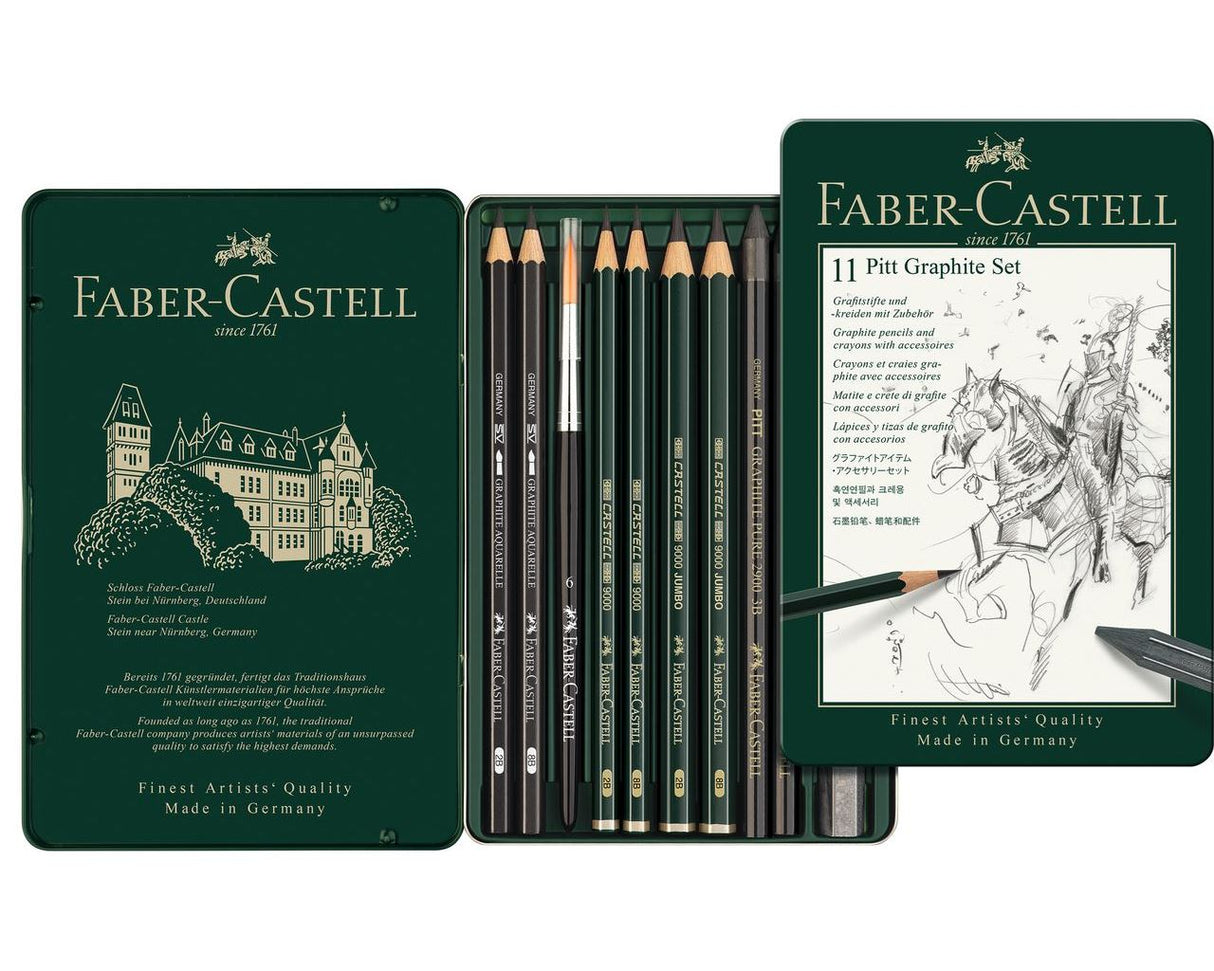 Faber-Castell Pitt Monochrome Graphite Tin Set (11 Pieces)