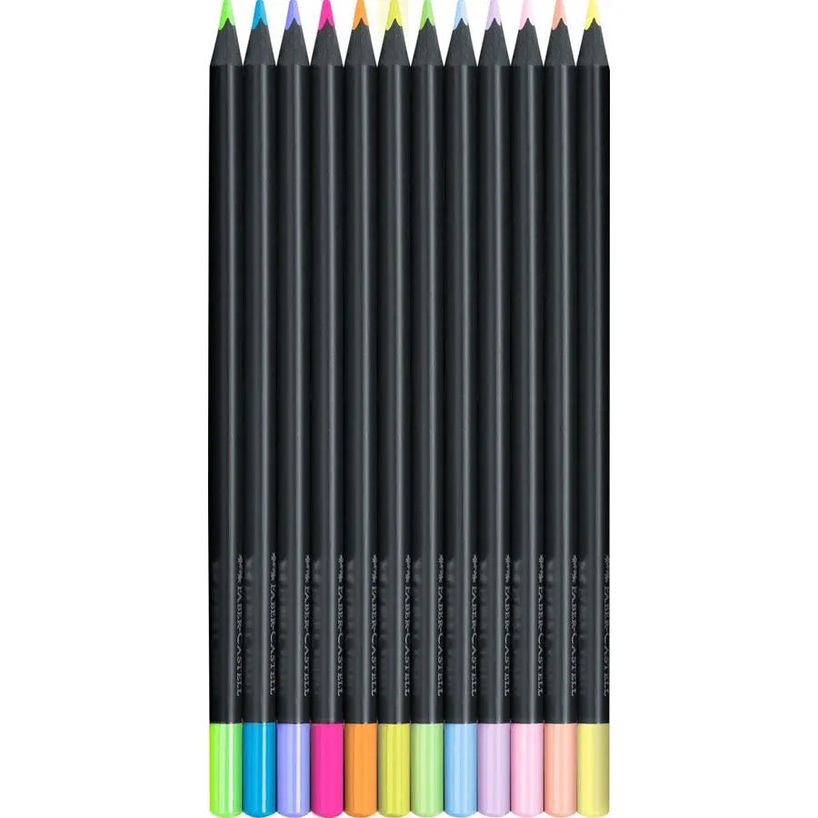 Faber Castell Black Edition Colour Pencils  - Neon & Pastel (12 Pack)