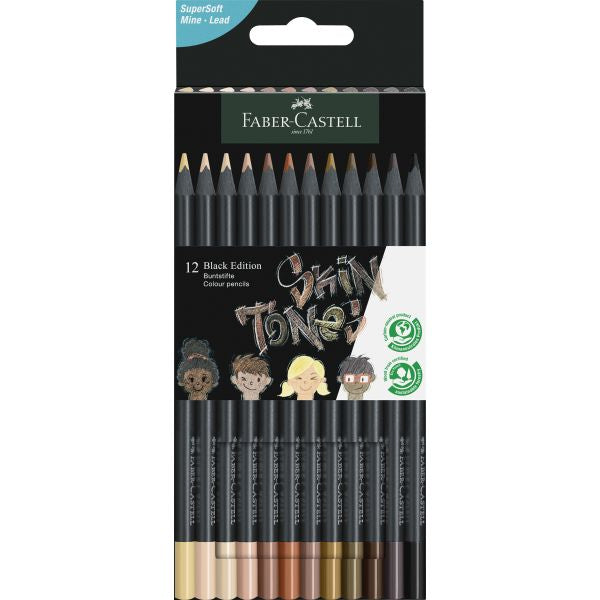 Faber-Castell skin tone color pencils set on a white background